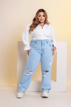 Calça Wide Leg Jeans Destroyed - GRAMMD 2305000