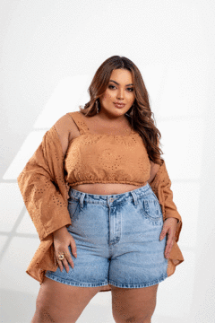 Kimono com cropped Mousse Bordado GRAMMD - 2369000 na internet