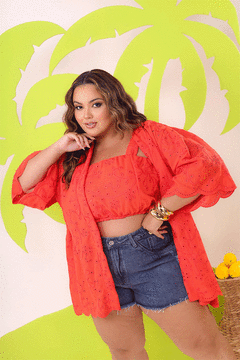 Kimono com cropped em Laise Bordado - GRAMMD