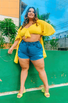 Kimono com Cropped Amarelo - 2145 na internet
