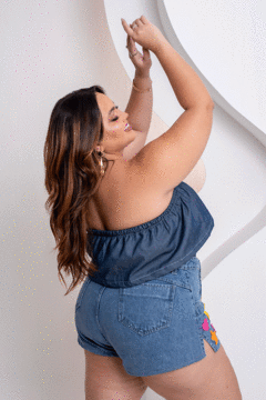 Blusa Jeans Tomara que caia Plus Size - 2291000 na internet