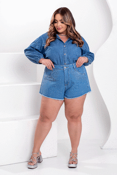 Camisa Jeans Over Size Manga 3/4 - 2315000 na internet
