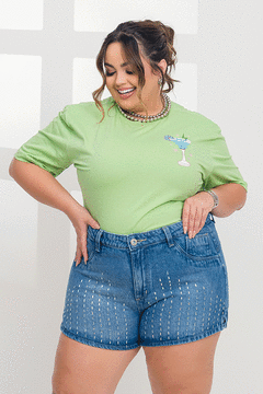 Short jeans com pedrarias abertura lateral - GRAMMD 2339000 na internet