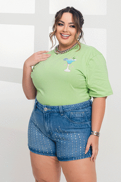 Short jeans com pedrarias abertura lateral - GRAMMD 2339000