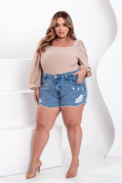 Short Jeans Destroyed Marmorizado - GRAMMD 2309000