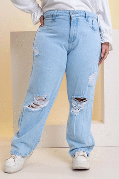Calça Wide Leg Jeans Destroyed - GRAMMD 2305000 na internet