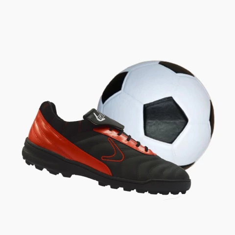Combo Botines Futbol 5 + Pelota | Eternos - Negro Rojo - comprar online
