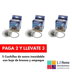 PACK DE 3 CUCHILLAS PARA LICUADORA OSTER DE ACERO INOXIDABLE CALIDAD ROSAN