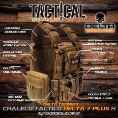 CHALECO TACTICO DELTA 7 PLUS DOBLE LIBERACION RAPIDA + MOCHILA HIDRATACION - tienda online