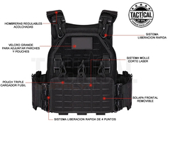 Imagen de CHALECO TACTICO MODULAR LIBERACION RAPIDA LASERCUT CORDURA 1000D PREMIUM