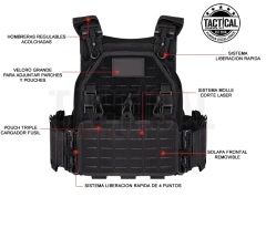 Imagen de CHALECO TACTICO MODULAR LIBERACION RAPIDA LASERCUT CORDURA 1000D PREMIUM