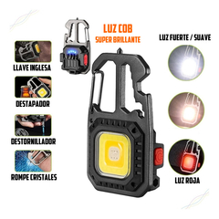 LINTERNA METALICA COB Mini LED llavero linterna supervivencia llavero luz 6 modos herramientas recargable - comprar online