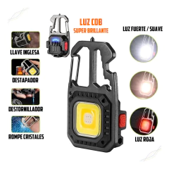 LINTERNA METALICA LLAVERO COB 6 modos herramientas - comprar online