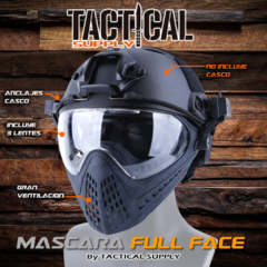 MASCARA FULL FACE AIRSOFT + 3 lentes intercambiables + ACOPLE CASCO en internet