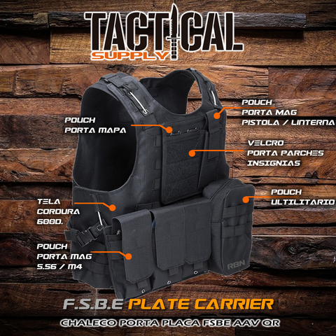CHALECO PORTA PLACAS F.S.B.E. AAV QR - comprar online