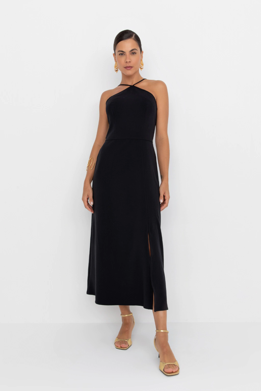 Vestido Midi Com Fenda