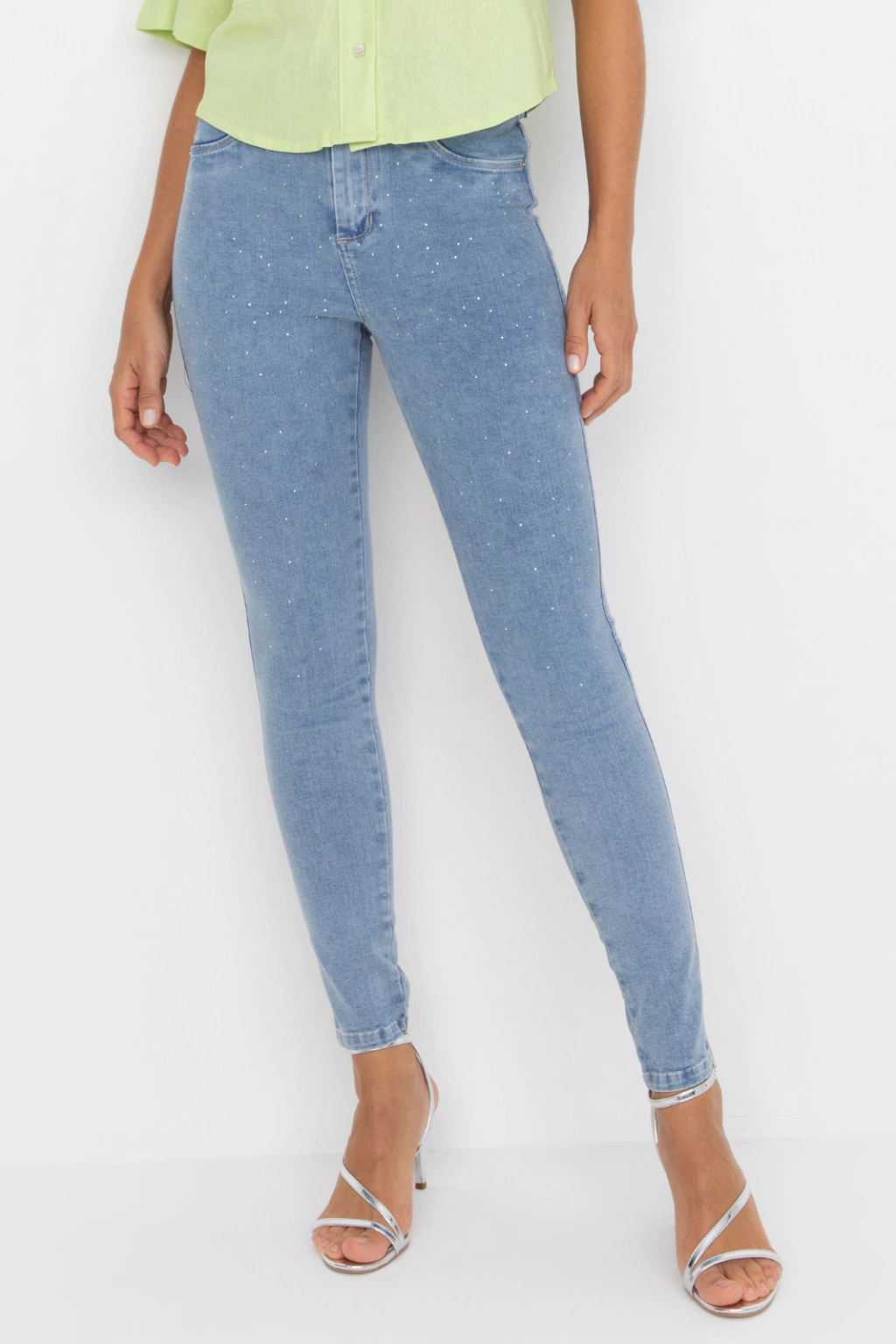 Calça Jeans Skinny Clara Com Strass