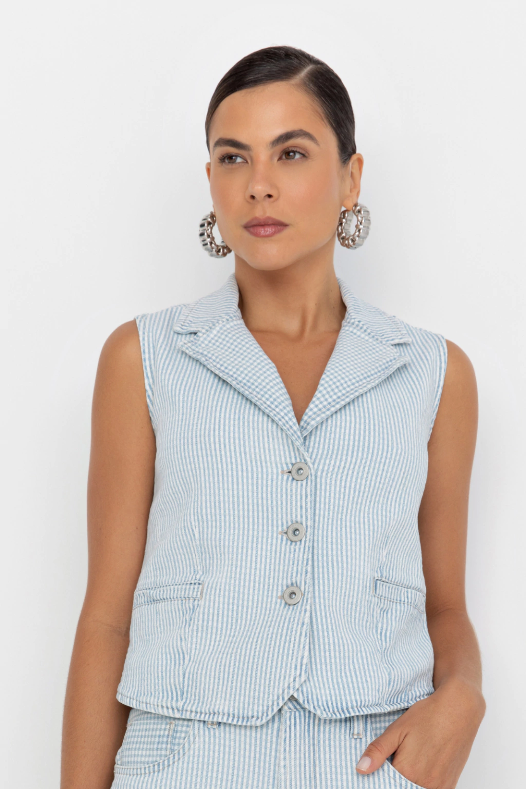 Colete Denim Listra