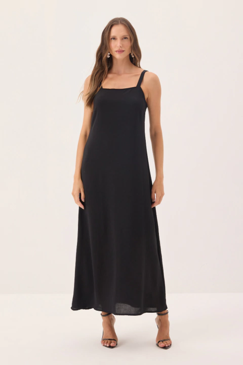 Vestido Midi de Alça Preto - comprar online