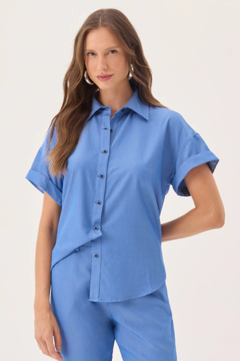 Camisa Alfaiataria Viscose Tipo Denim