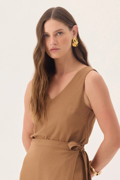 Blusa Regata Com Alça Larga Marrom