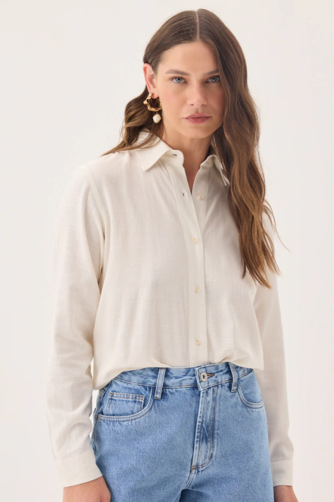 Camisa Alongada De Linho Off