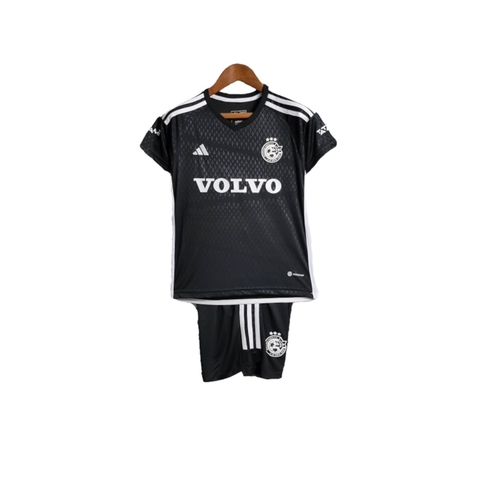 Kit Infantil Maccabi II 23/24 - Adidas - Preto com detalhes em branco