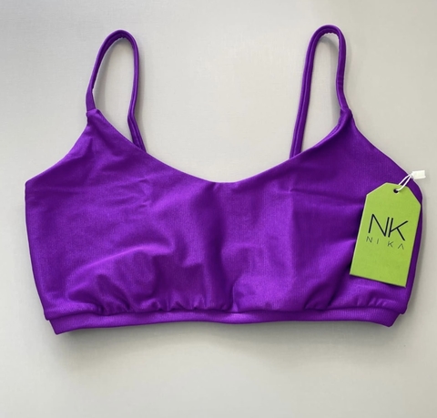 Top Bia Canelado Roxo Fúcsia