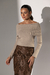 Blusa Tricô Gola Ombro a Ombro - Nude - comprar online