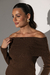 Blusa Tricô Gola Ombro a Ombro - Marrom - loja online