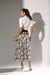Saia Midi Tricô Cow Print