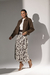 Saia Midi Tricô Cow Print