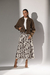 Saia Midi Tricô Cow Print