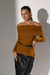 Blusa Tricô Gola Ombro a Ombro - Caramelo na internet