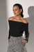 Blusa Tricô Gola Ombro a Ombro - Preta - Doce Maria