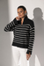 Blusa Tricô Clássica Listras - Preta - Doce Maria