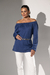 Blusa Tricô Ombro a Ombro - Azul - Doce Maria