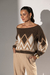 Imagem do Blusa Cropped Tricô Losangolo - Marrom