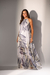 Vestido longo tule estampado