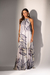 Vestido longo tule estampado