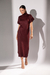 Vestido Tricô Midi Gola Alta | Bordo - loja online