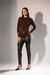 Blusa Tricô Modal Detalhe - Marrom - comprar online