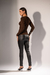 Blusa Tricô Modal Detalhe - Marrom - loja online