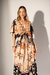 Vestido Longo Estampado Azul | Marrom - Doce Maria