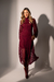 Vestido Midi Tricô Rendado Manga Longa - Bordo - comprar online
