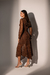 Vestido Midi Tricô Rendado Manga Longa - Marrom - comprar online
