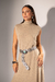 Vestido Longo Sem Manga e Gola - Nude