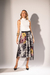 Saia Midi Floral com Tule - Branca com Preto - comprar online