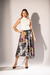 Saia Midi Floral com Tule - Branca com Preto na internet