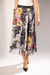 Saia Midi Floral com Tule - Branca com Preto - loja online